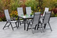 MX Gartenmöbel 7tlg. Esstischgruppe Florenz Tisch grau150x80cm